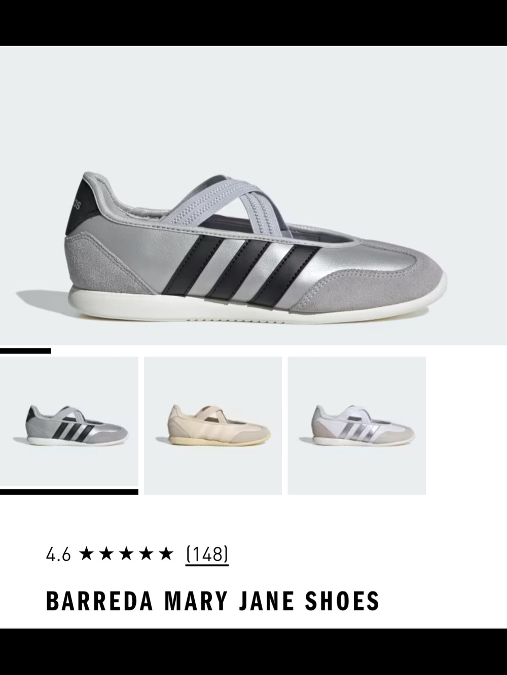 MINT CONDITION Adidas Women's Barreda Mary Jane Shoes in Silver/Black Size 7.5